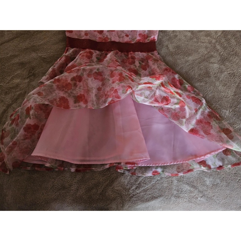 NWOT Disney Beauty and The Beast Pink And Red Rose Print Lined Dress, Size Med. - Picture 7 of 9